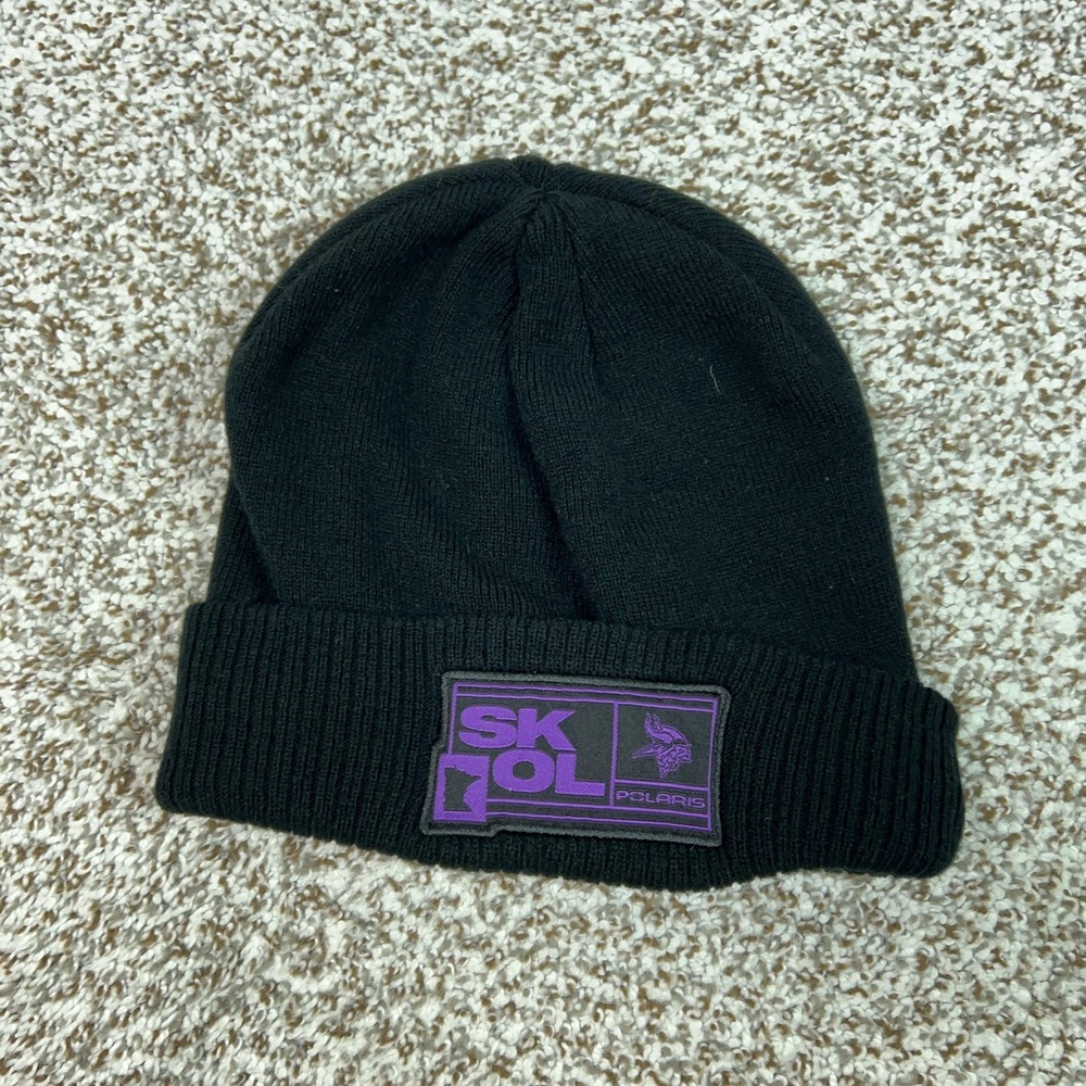 Minnesota Vikings Beanie Hat Cap Mens One Size Black NFL Football‎ Polaris SKOL
